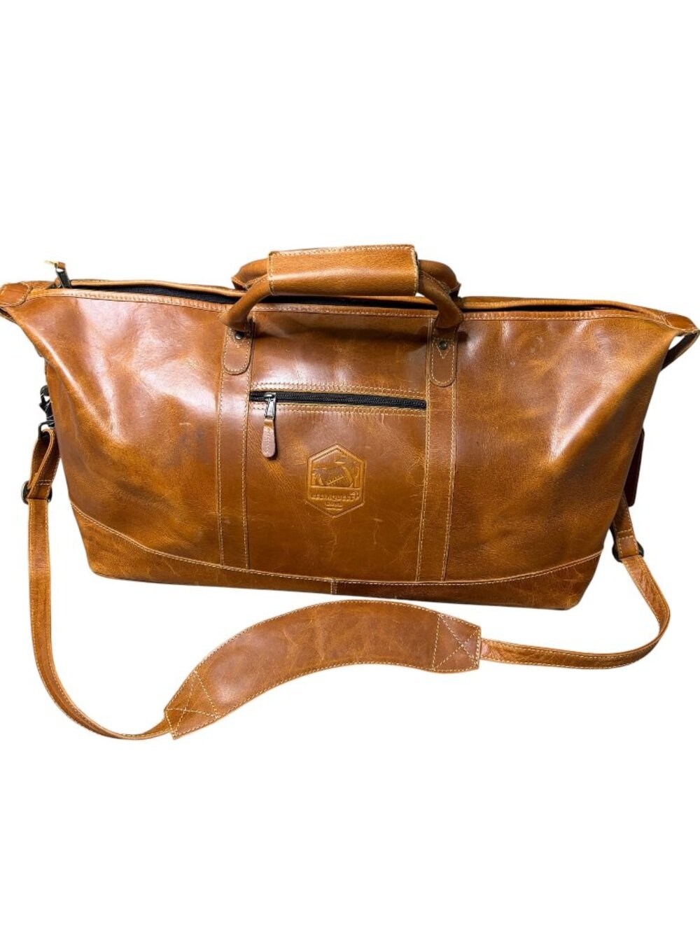 ReliaQuest Bowl Tampa Florida Distressed Leather Weekender Duffel Travel Bag